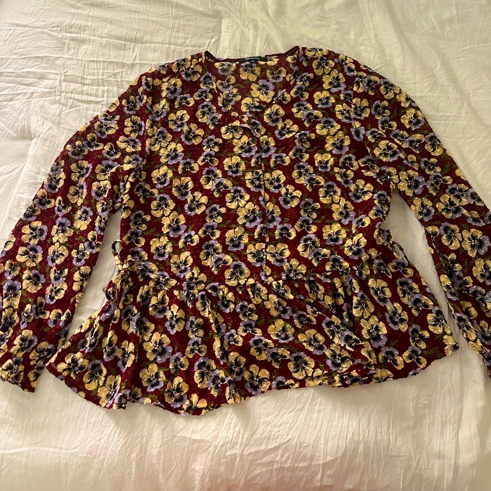 Floral Madewell Peplum Top - M